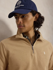 RALPH LAUREN Loopback Fleece Quarter-Zip Sweatshirt Vintage Khaki