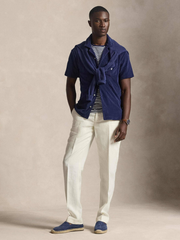 RALPH LAUREN Custom Slim Fit Terry Camp Shirt Navy