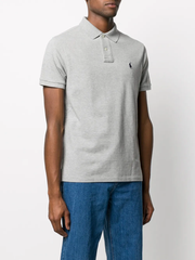 RALPH LAUREN Slim Fit Mesh Polo Shirt Andover Heather