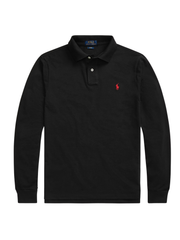 RALPH LAUREN Slim Fit Mesh Long-Sleeve Polo Black