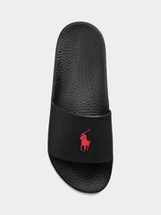 RALPH LAUREN Signature Pony Slides Black/Red