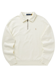 RALPH LAUREN Loopback Fleece Quarter-Zip Sweatshirt Clubhouse Cream