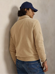 RALPH LAUREN Loopback Fleece Quarter-Zip Sweatshirt Vintage Khaki