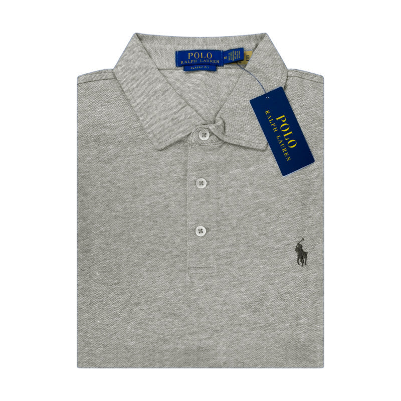 Ralph Lauren Classic Fit Cotton Linen Polo Shirt Grey Heather  Men's