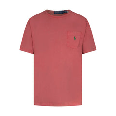 Ralph Lauren Polo Mens Red Cotton Linen Classic Fit Pocket T-Shirt