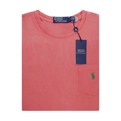 Ralph Lauren Polo Mens Red Cotton Linen Classic Fit Pocket T-Shirt