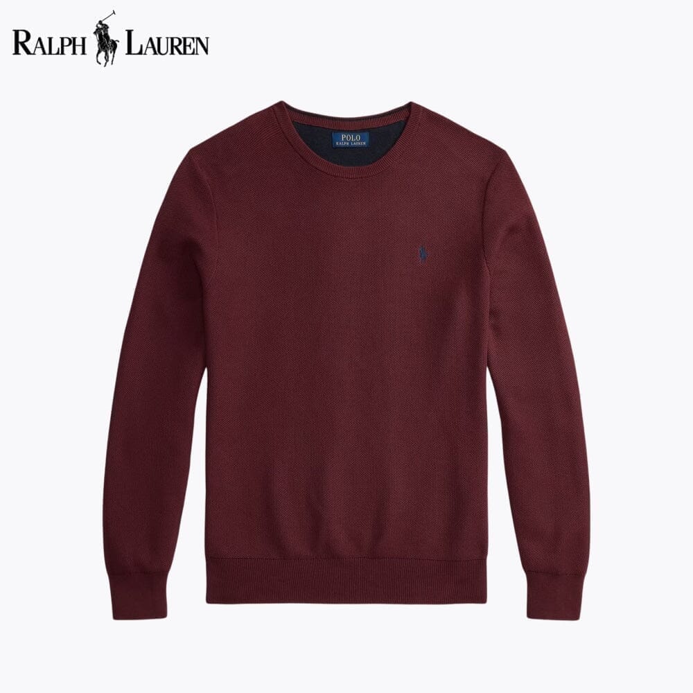Ralph Lauren Mesh-Strick-Baumwollpullover mit Rundhalsausschnitt