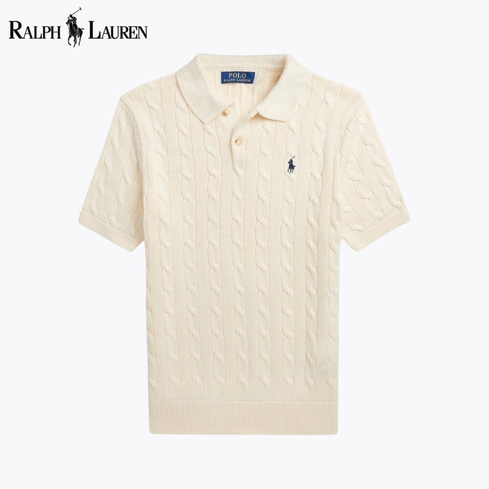 Ralph Lauren Zopfstrick-Polokragenpullover aus Baumwolle